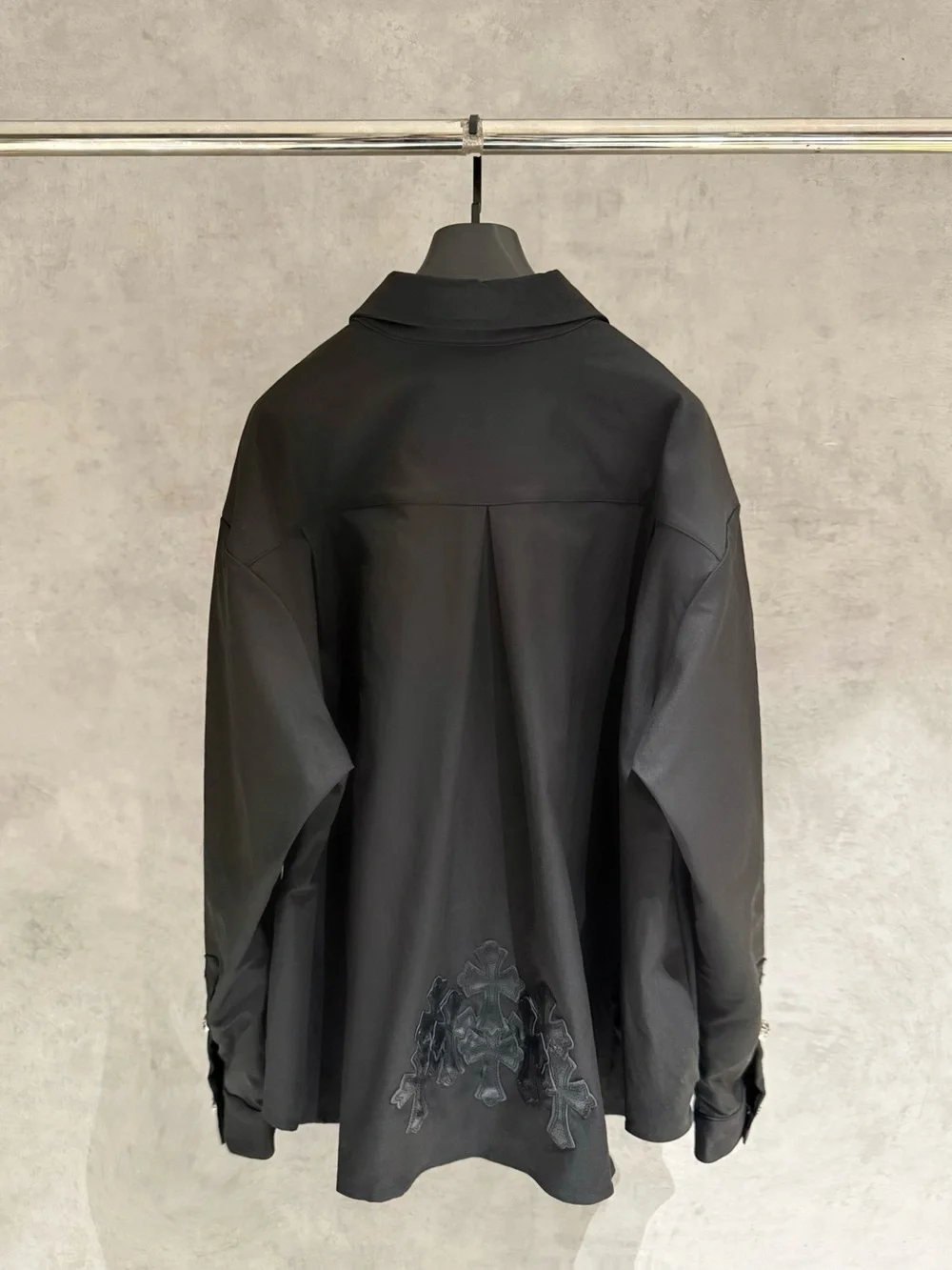 Chrome Hearts Black Lightweight Zip Jacket with Subtle Embroidery